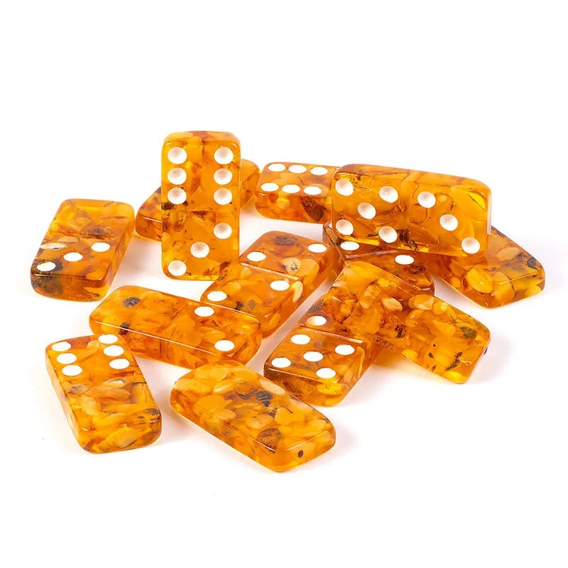 Unique beautiful Amber chips golden honey colored chips for playing dominoes| Natural Baltic Amber domino |Cognac dark Amber bones Chips
