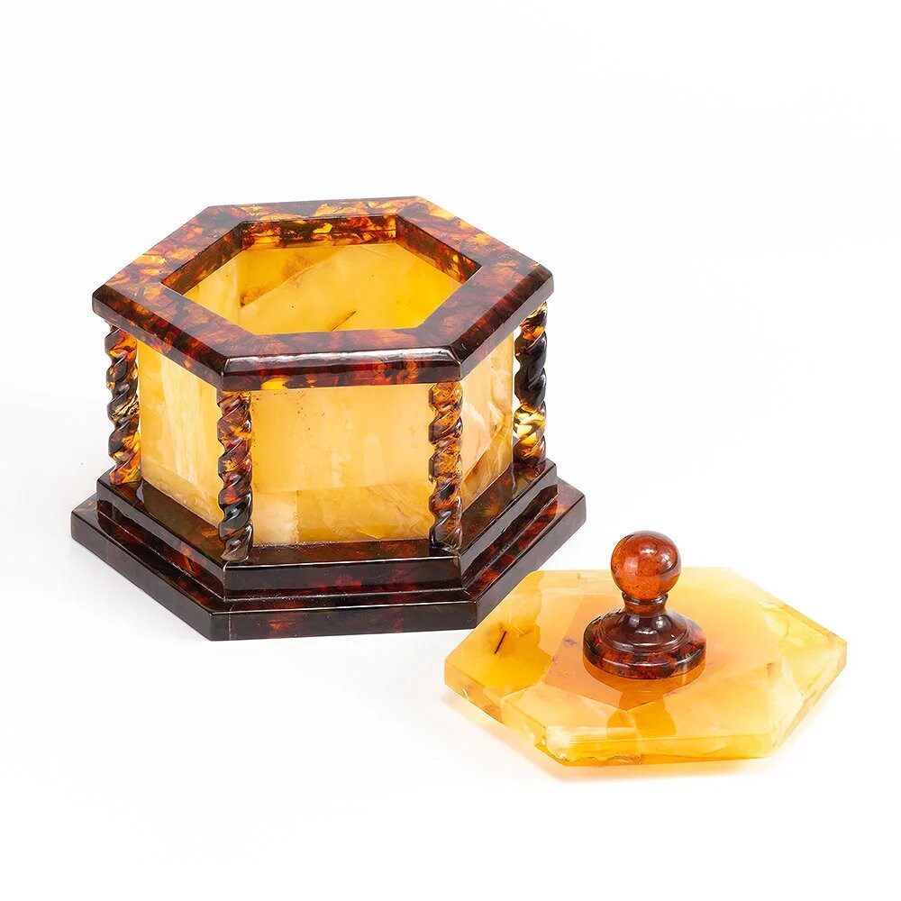 Unique handmade jewelry box made of natural solid amber with carving|Natural baltic amber storage box|Keepsake box|Carved amber|Gift for her