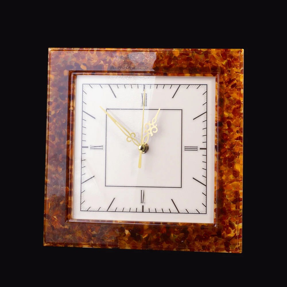 Handmade classic square wall clock in amber frame|Amber gift| Home Decor | Wall Clock Amber| Unick Gift| Office Decor| Baltic amber Clock