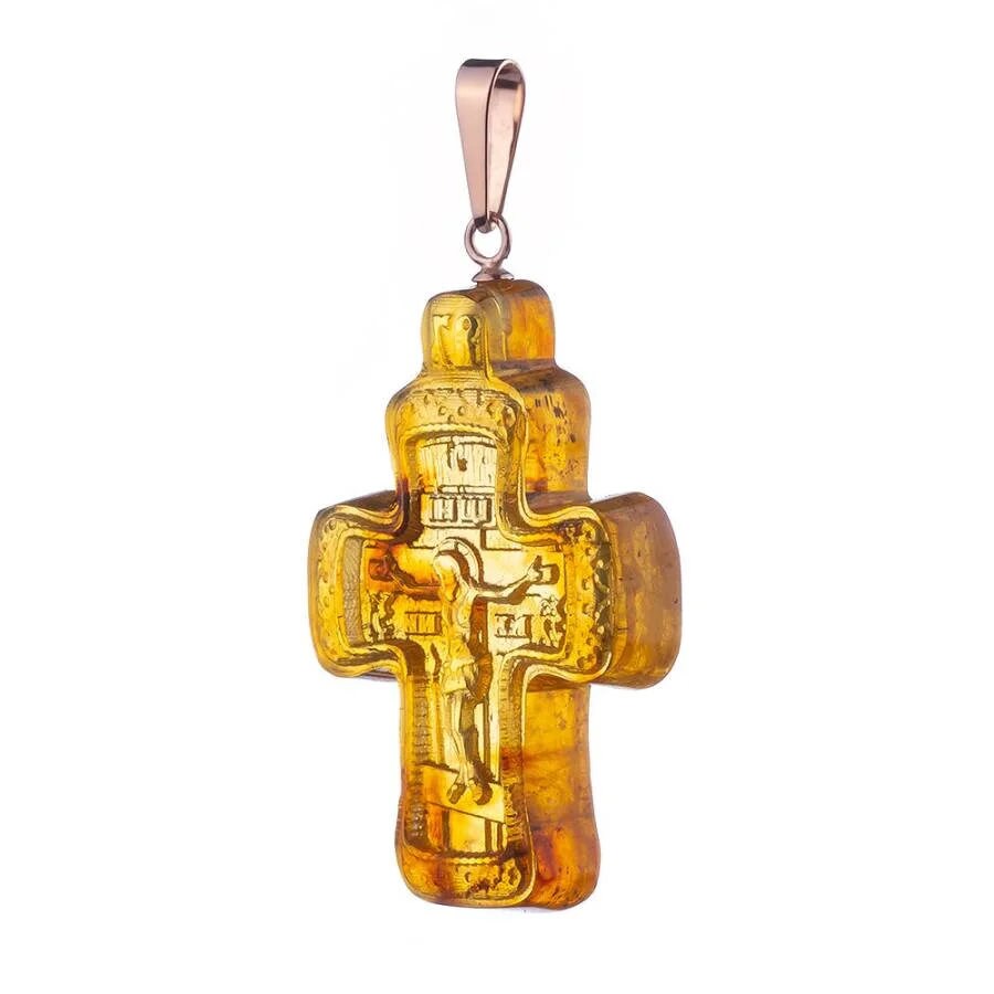 Carved cross made of natural light amber| Amber Carved Cross|Crucifixion Pendant |Amber Jewelry Gift |Religious Gift |Jesus Savior
