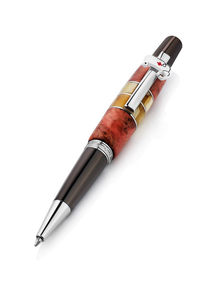 Luxury Original Ballpoint pen made of Karelian birch wood and natural amber Hippocrates|Amber Pen|Luxury gift|Unick Gift|Gift for doctors