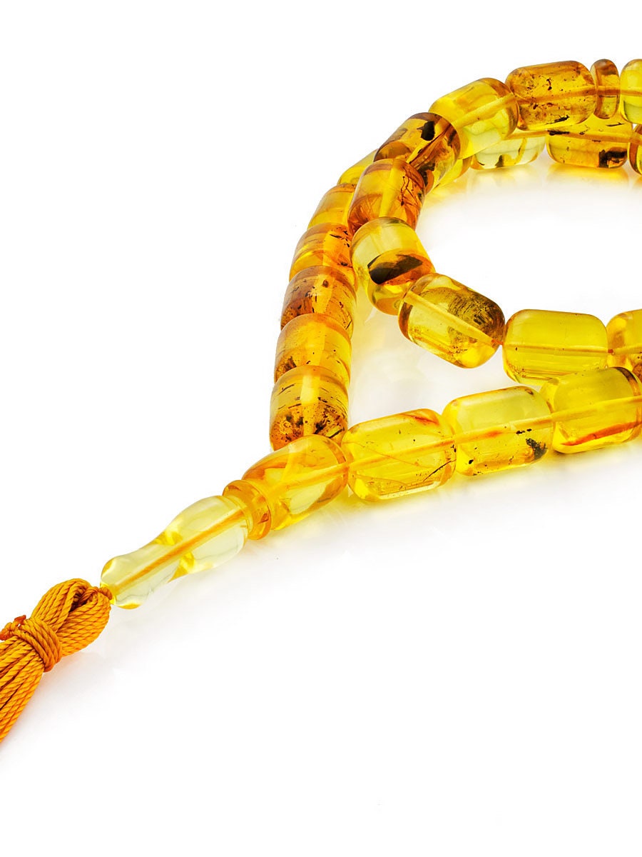 Unique rosary beads made of natural solid textured amber with insect inclusions|Amber Rosary Bead|Misbaha Kahrab Taspih|Natural Baltic Amber