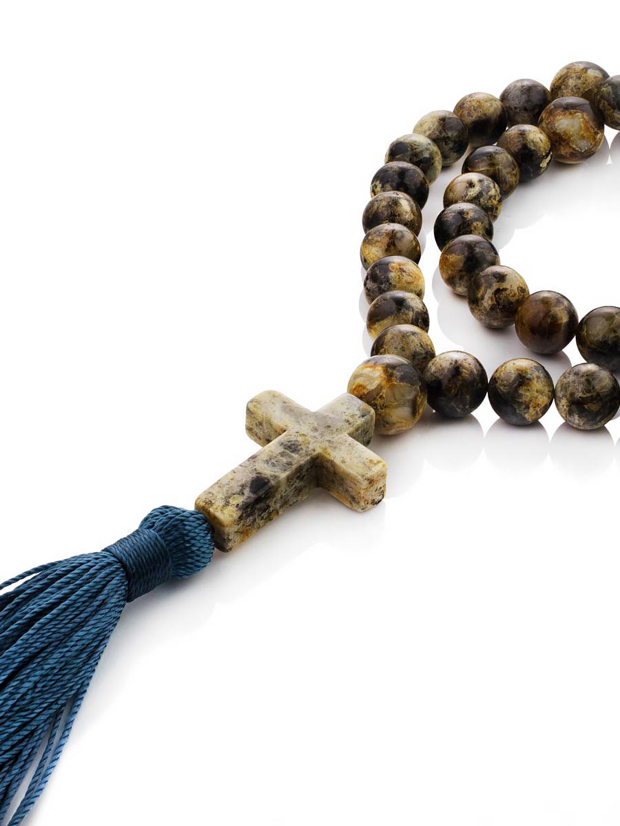 Unique Rosary 50 beads made of natural green amber Variegated molded ball with carved cross|Unick Large amber rosary|Religious prayer beads