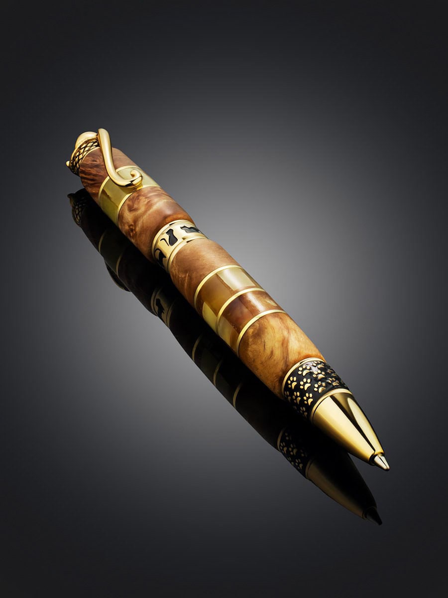 Collectible Luxury pen Lamour made of suvel wood and natural Baltic amber|Amber wood Pen|Luxury Gift|Cat paw engraving Pen|Amber souvenir