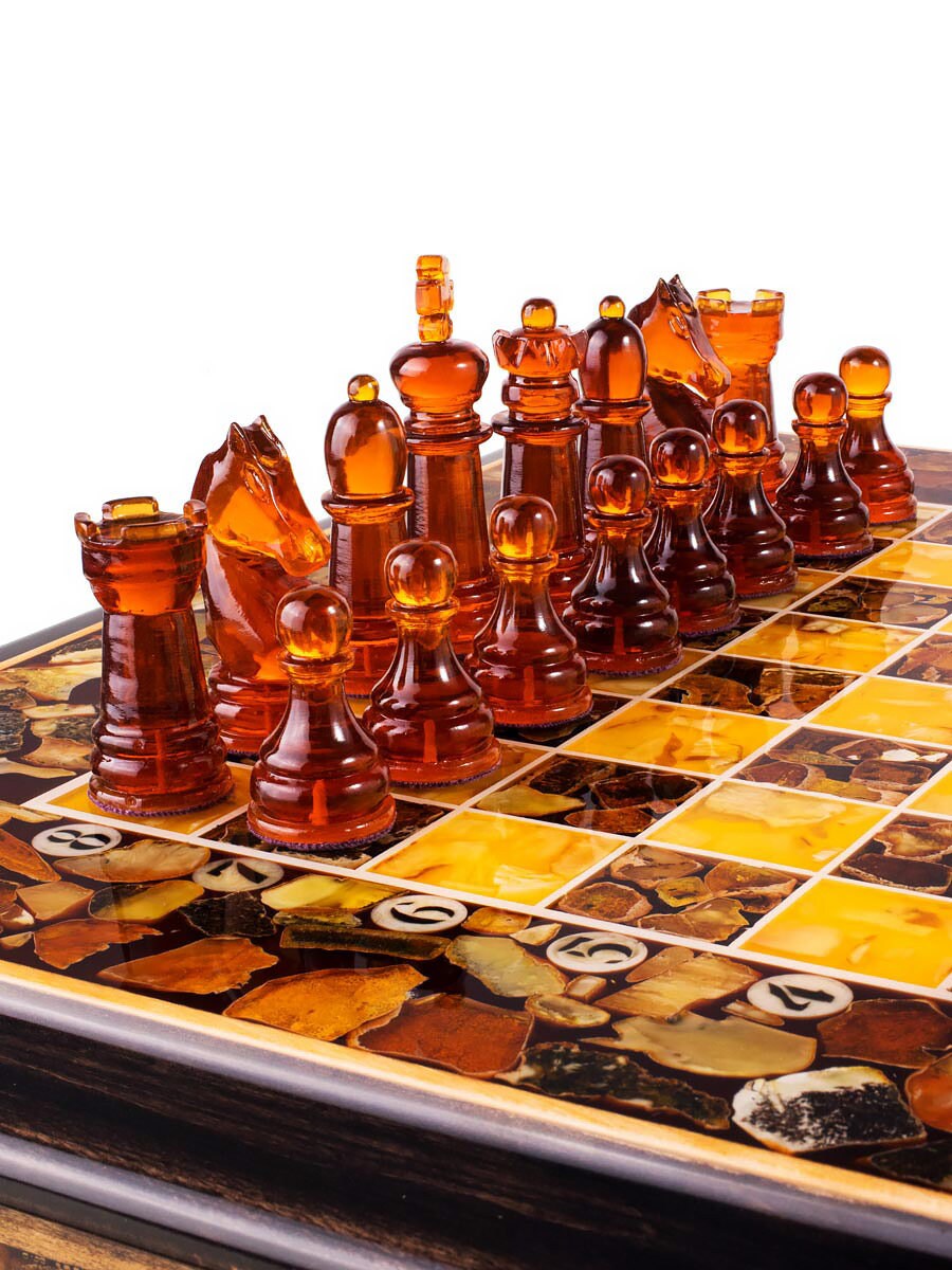 Chess set wooden natural amber board and chess pieces |Wooden Amber chess Board|Amber Chess Figures|Board Game|Vip Gift