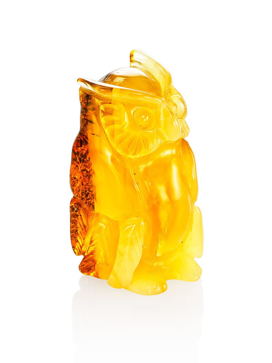 Amber Owl figurine |amber carving| Handmade Amber Souvenir gift |Baltic Amber Owl Statuette |Amber owl Sculpture
