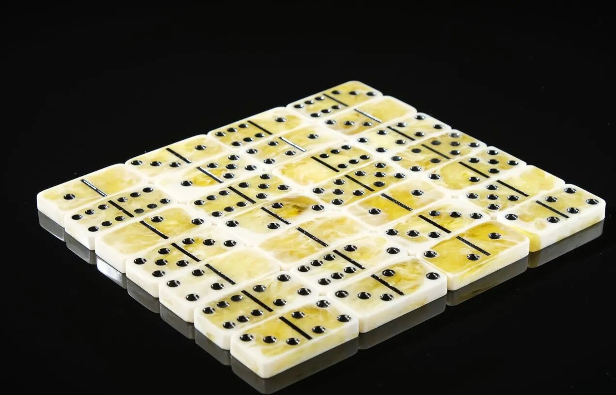 Amber Domino Set with chips in a carved Amber Box| Natural Baltic Amber dominoe set|Amber bones Chips |Board game