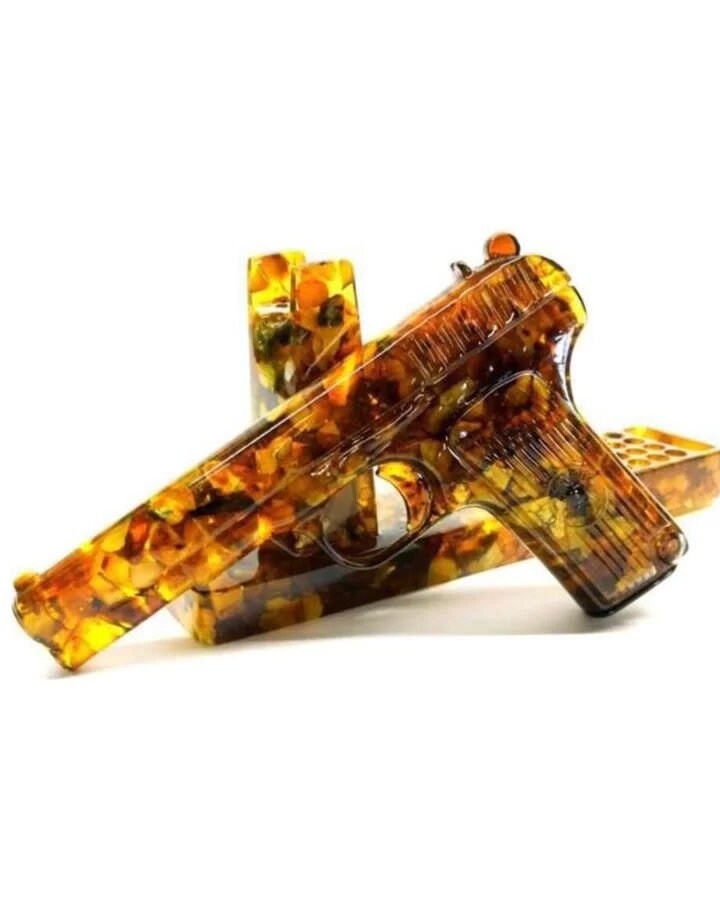 Gun TT figurine amber|Amber sculpture | Amber Souvenir Gift|Handmade Amber Figurine |Amber Sculpture unique gift