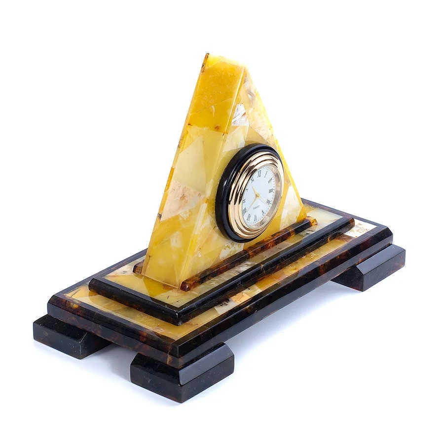 Unick Table clock lined with mosaics of royal landscape amber|Home Decor | Luxury Clock Amber| Unick Gift| Vip Gift