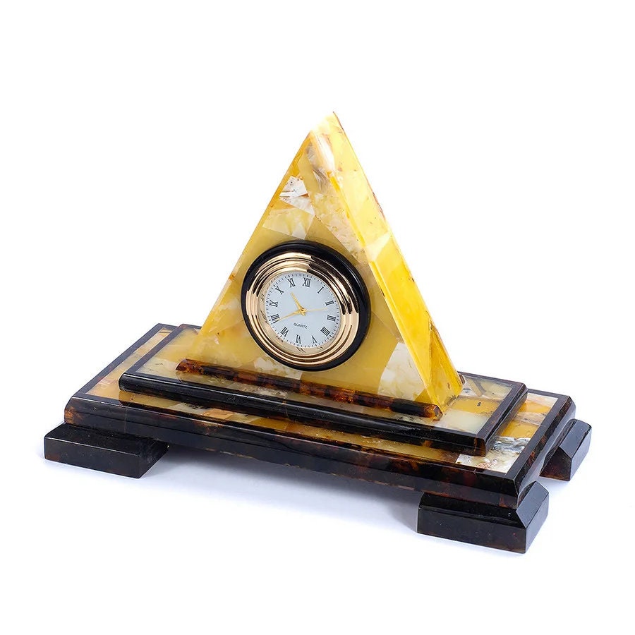 Unick Table clock lined with mosaics of royal landscape amber|Home Decor | Luxury Clock Amber| Unick Gift| Vip Gift