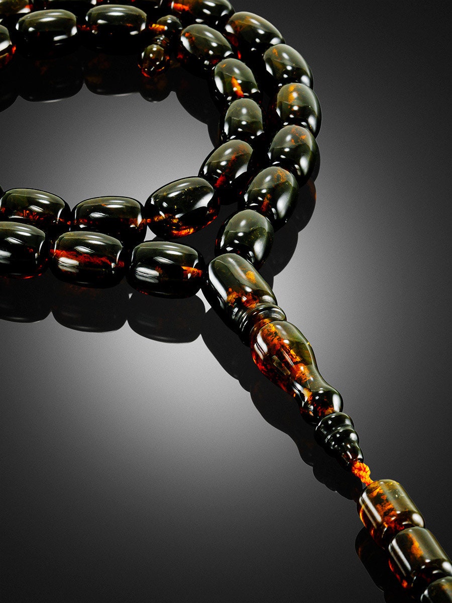 Unique rosary barrels beads made of natural molded amber in a dark shade|Handmade Rosary |taspih kahrab|Unique rosary