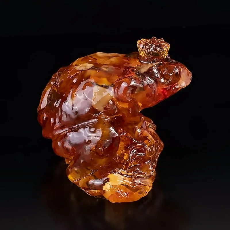 Amber Frog figurine|Souvenir amber Frog Princess|Amber Sculpture|Large Amber Statuette|Money toad amber|good luck