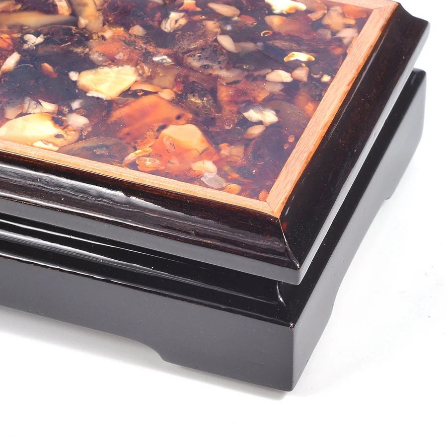Wood amber jewellery box|amazing jewelry box made of wood with a mosaic made of natural amber|Wood amber storage box chest