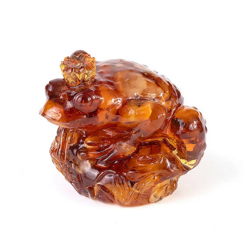 Amber Frog figurine|Souvenir amber Frog Princess|Amber Sculpture|Large Amber Statuette|Money toad amber|good luck
