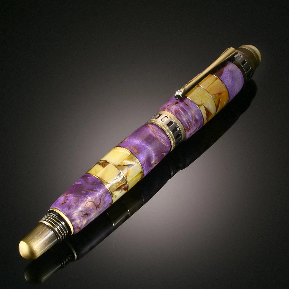Exclusive handmade fountain pen made of birch wood with tinting and natural Baltic amber|Amber wood Pen|Luxury pen gift|Unick Gift for him