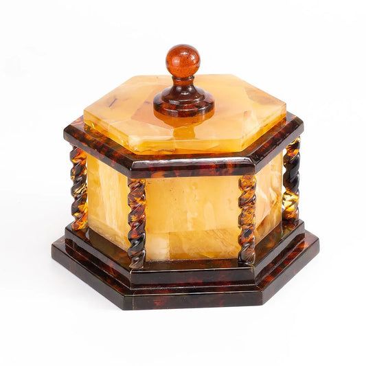 Unique handmade jewelry box made of natural solid amber with carving|Natural baltic amber storage box|Keepsake box|Carved amber|Gift for her