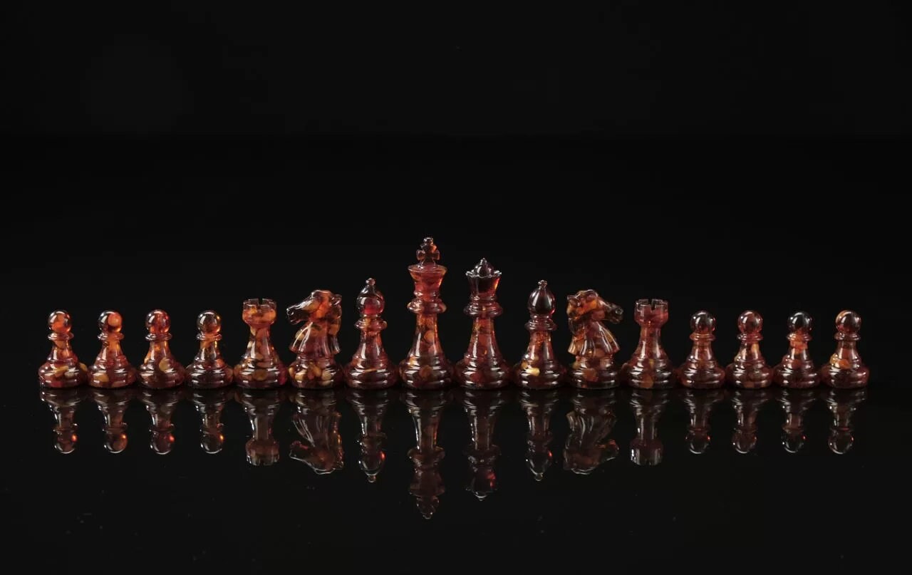 Handmade carved amber classic I chess large figures |Luxury Amber chess pieces cognac honey color| Board Game|Vip Gift| unique chess gift