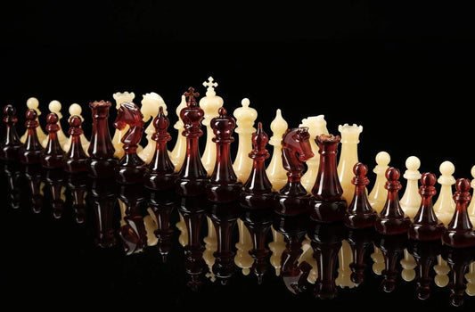 Unick luxury amber chess figures Europe 2 |Luxury Baltic Amber chess pieces cherry honey color| Board Game|Vip Gift| unique chess gift