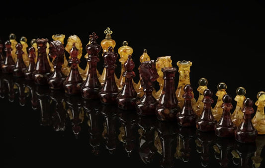 Unick luxury amber chess figures Europe S |Luxury Baltic Amber chess pieces cherry honey color| Board Game|Vip Gift| unique chess gift