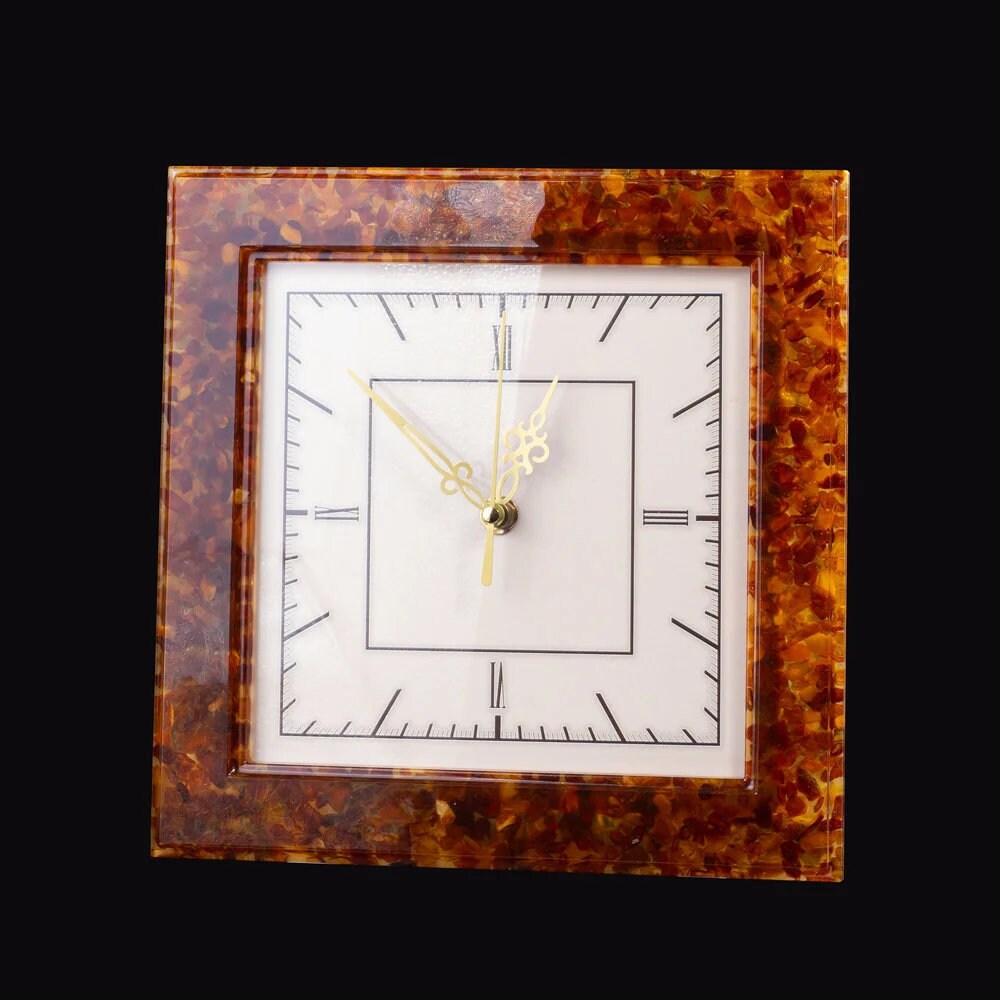 Handmade classic square wall clock in amber frame|Amber gift| Home Decor | Wall Clock Amber| Unick Gift| Office Decor| Baltic amber  Clock