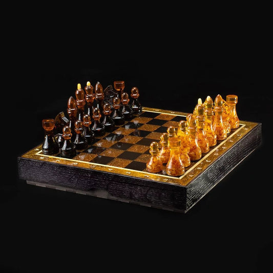 Large amber chess set with chess figures |Luxury chess amber| Chessboard amber|Amber Chess pieces|Board Game| Vip Gift