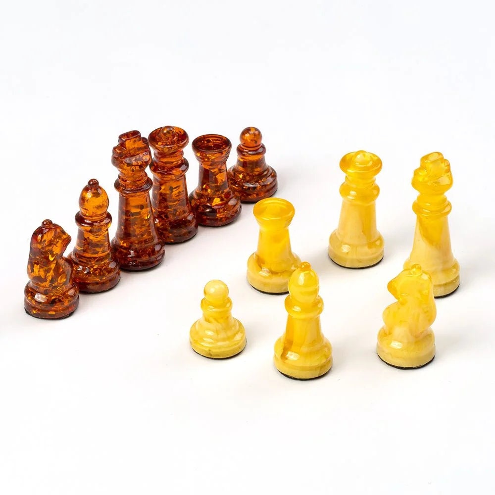 Handmade Amber chess pieces of milk and cherry color|Luxury Baltic Amber chess figures|Board Game| Vip Gift| unique present|Chess gift