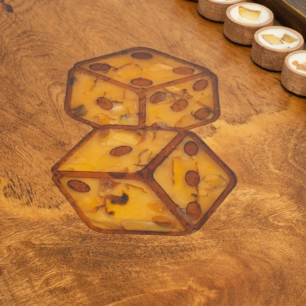 Exclusive backgammon set with natural amber mosaic handmade "Royal Lion"| baltic Amber backgammon chips Backgammon Dices|Board Game|Vip Gift