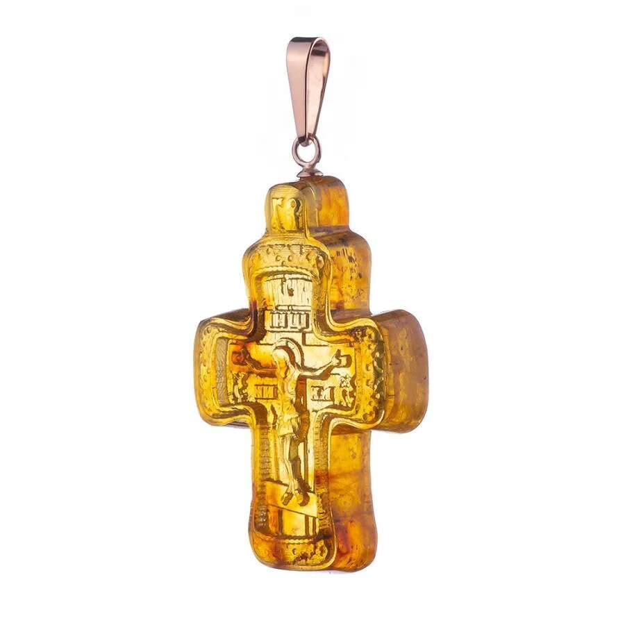 Carved cross made of natural light amber| Amber Carved Cross|Crucifixion  Pendant |Amber Jewelry Gift |Religious Gift |Jesus Savior