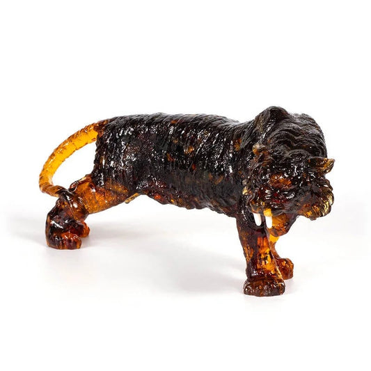 Large souvenir figurine natural amber Tiger|Tiger Art|Home Decor|Amber Souvenir Gift|Handmade Amber Tiger Statuette|Amber Sculpture gift