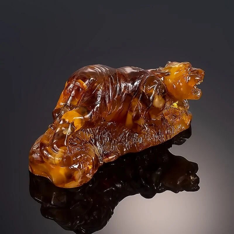 Figurine with natural Baltic amber "Jaguar"|Jaquar Art|Home Decor|Amber Souvenir Gift|Handmade Amber Jaquar Statuette|Amber Sculpture gift