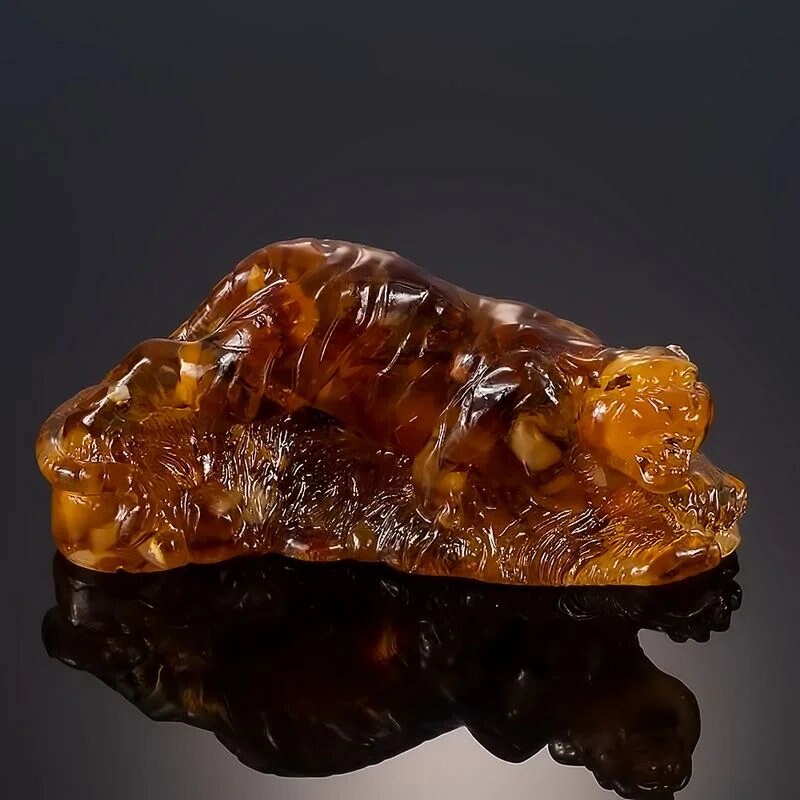 Figurine with natural Baltic amber "Jaguar"|Jaquar Art|Home Decor|Amber Souvenir Gift|Handmade Amber Jaquar Statuette|Amber Sculpture gift