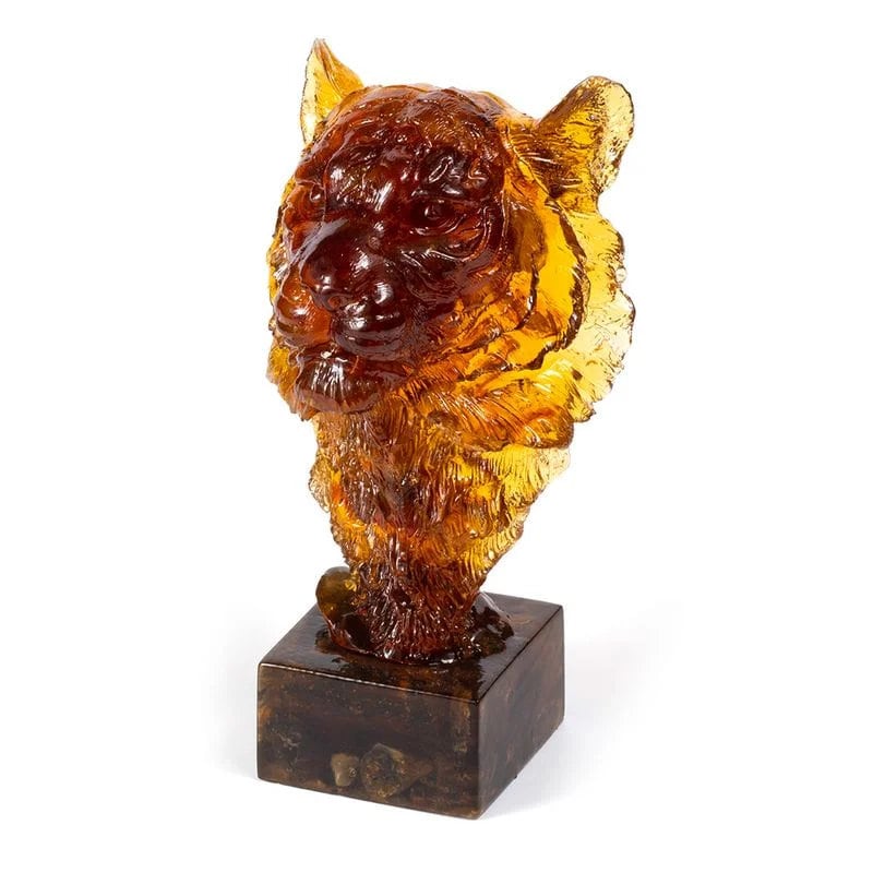 Souvenir made of natural amber Tiger on stand|Tiger Head|Home Decor|Amber Souvenir Gift|Handmade Amber Tiger Statuette|Amber Sculpture gift