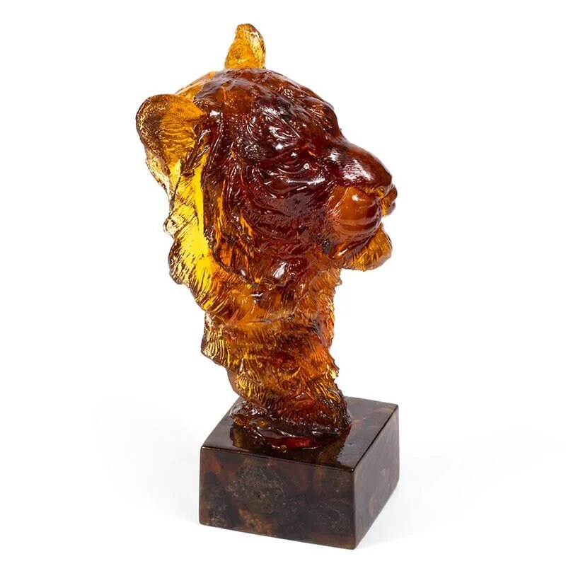 Souvenir made of natural amber Tiger on stand|Tiger Head|Home Decor|Amber Souvenir Gift|Handmade Amber Tiger Statuette|Amber Sculpture gift