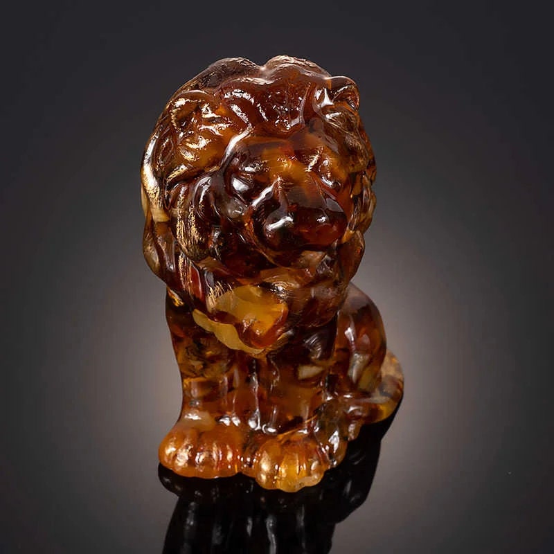 Large amber souvenir Figurine Lion King|Lion Art|Home Decor| Amber Souvenir Gift|Handmade Amber Lion Statuette |Amber Sculpture unique gift