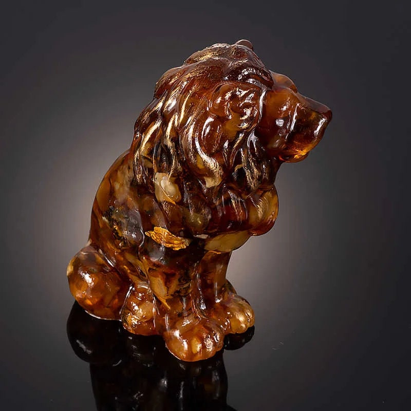 Large amber souvenir Figurine Lion King|Lion Art|Home Decor| Amber Souvenir Gift|Handmade Amber Lion Statuette |Amber Sculpture unique gift