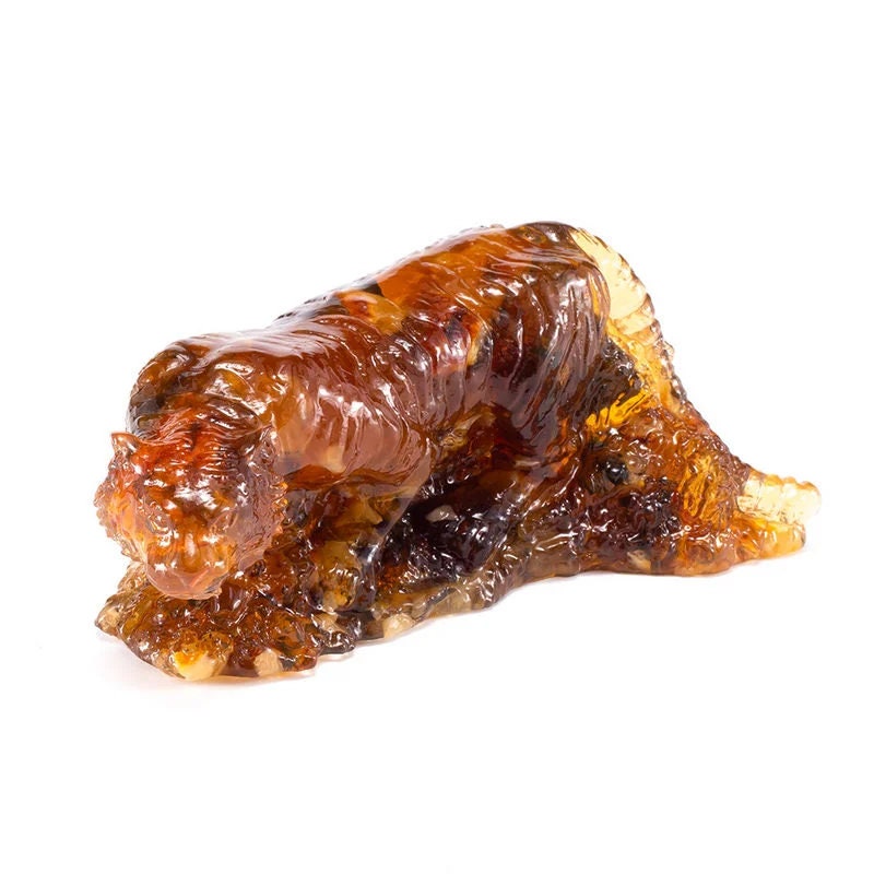 Amber souvenir symbol of bravery and strength Crouching tiger|Home Decor|Amber Souvenir Gift|Handmade Tiger Statuette|Amber Sculpture gift