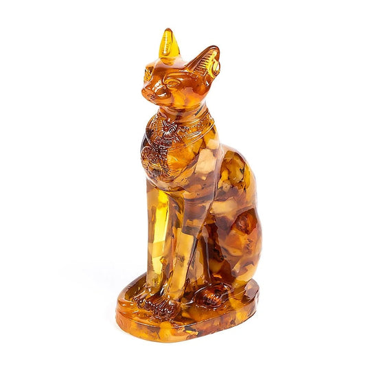 Figurine natural Baltic amber Egyptian cat Sphinx|Home Decor|Amber Souvenir Gift |Amber carved Cat Statuette|Amber cat Sculpture |unick gift