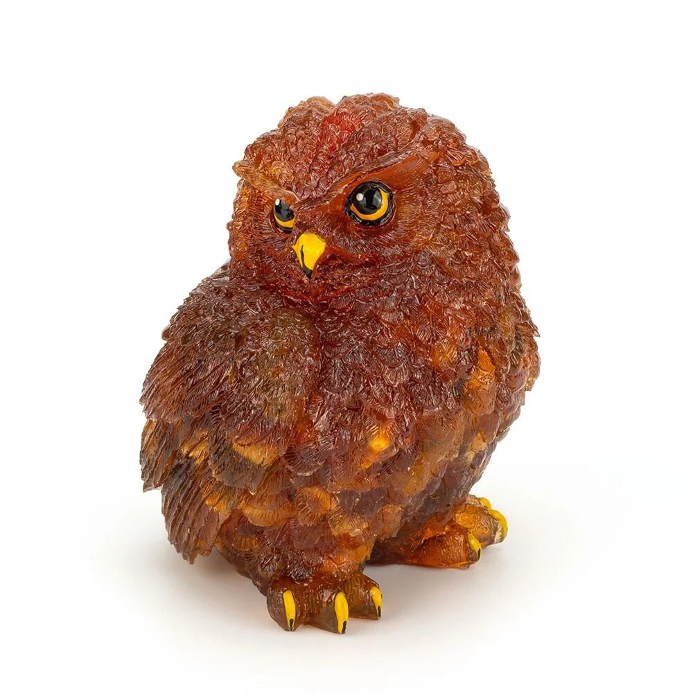 Large souvenir figurine made of amber Owl| Handmade Amber Souvenir gift |Baltic Amber Owl Statuette |Amber owl Sculpture |unick gift|owl art