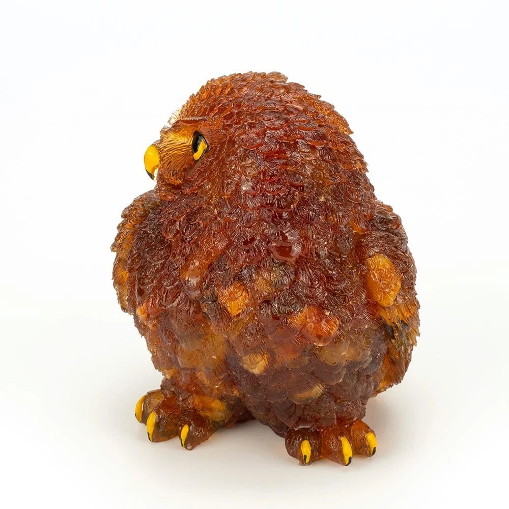 Large souvenir figurine made of amber Owl| Handmade Amber Souvenir gift |Baltic Amber Owl Statuette |Amber owl Sculpture |unick gift|owl art