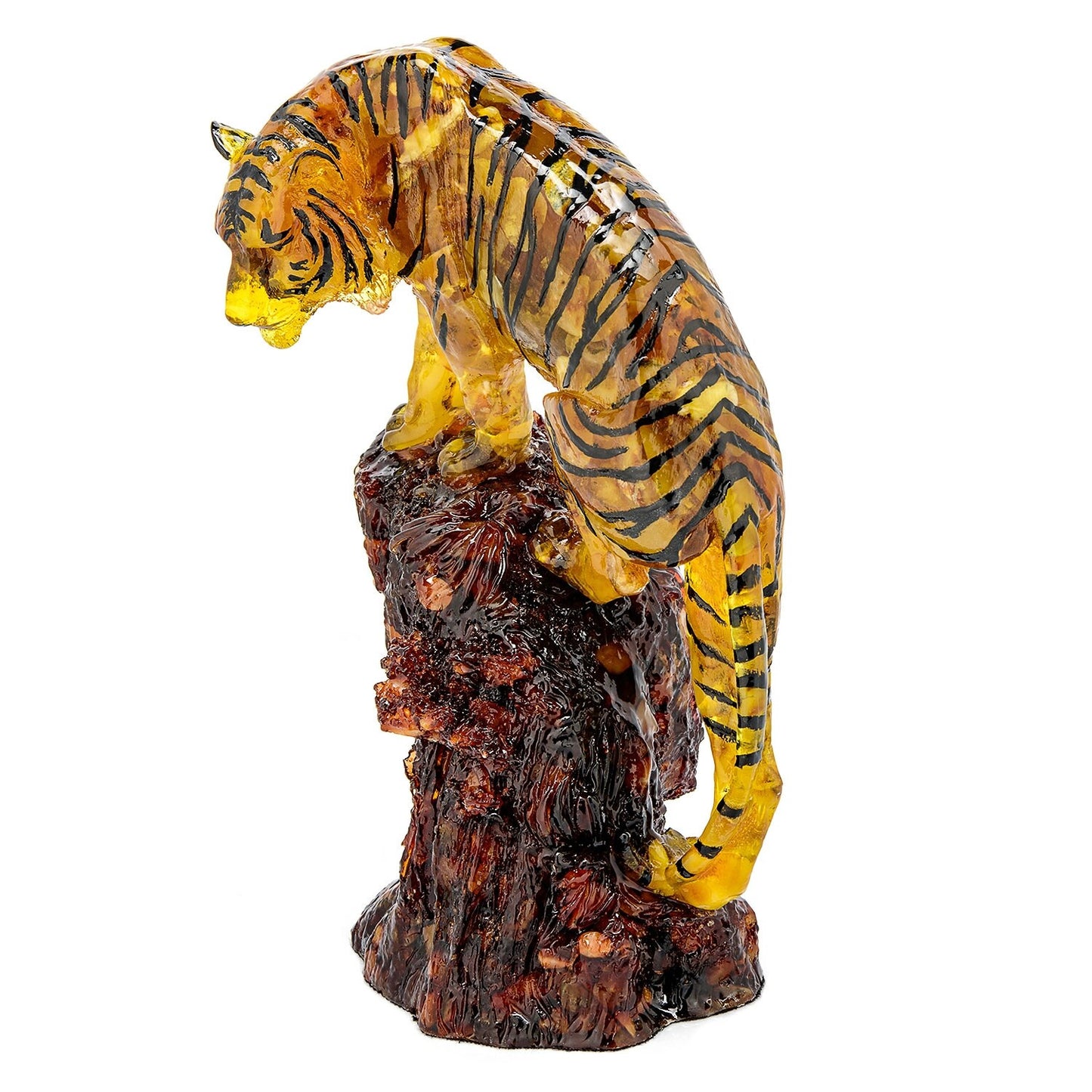 Amber tiger figurine| |Amber Souvenir Gift|Handmade Amber Tiger Statuette|Amber Sculpture tiger| Home decor interior