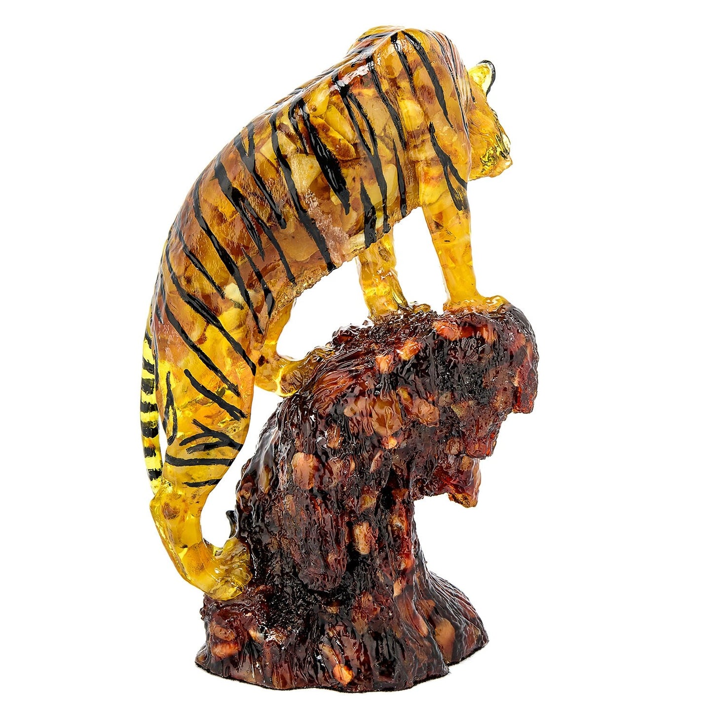 Amber tiger figurine| |Amber Souvenir Gift|Handmade Amber Tiger Statuette|Amber Sculpture tiger| Home decor interior