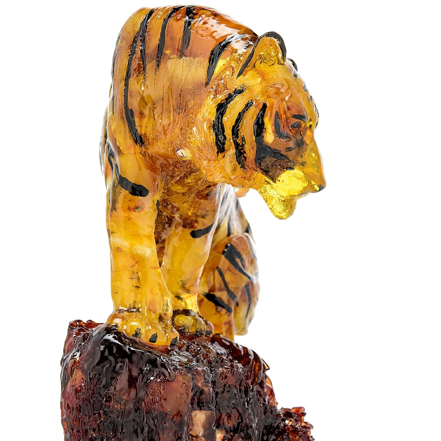 Amber tiger figurine| |Amber Souvenir Gift|Handmade Amber Tiger Statuette|Amber Sculpture tiger| Home decor interior