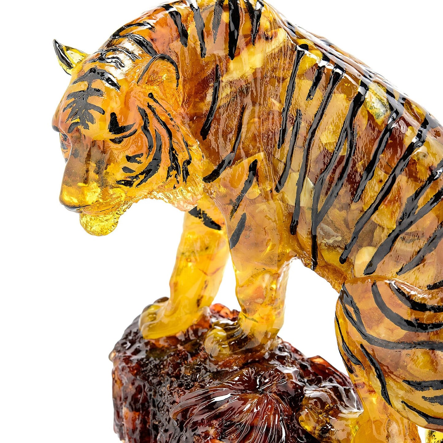 Amber tiger figurine| |Amber Souvenir Gift|Handmade Amber Tiger Statuette|Amber Sculpture tiger| Home decor interior