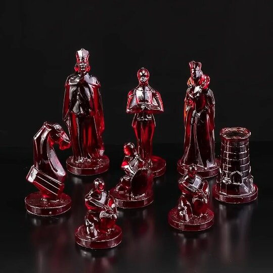 Handmade carved Amber chess pieces of white and cherry hue Medieval Knights|Luxury Amber chess pieces|Board Game| Vip Gift| unique present