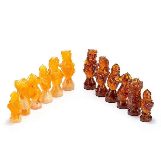 Large amber chess pieces of milk and cognac color Fabulous |Luxury Amber chess pieces| Board Game| Vip Gift| unique present| gift for him