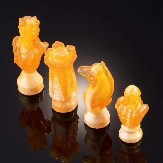 Large amber chess pieces of milk and cognac color Fabulous |Luxury Amber chess pieces| Board Game| Vip Gift| unique present| gift for him