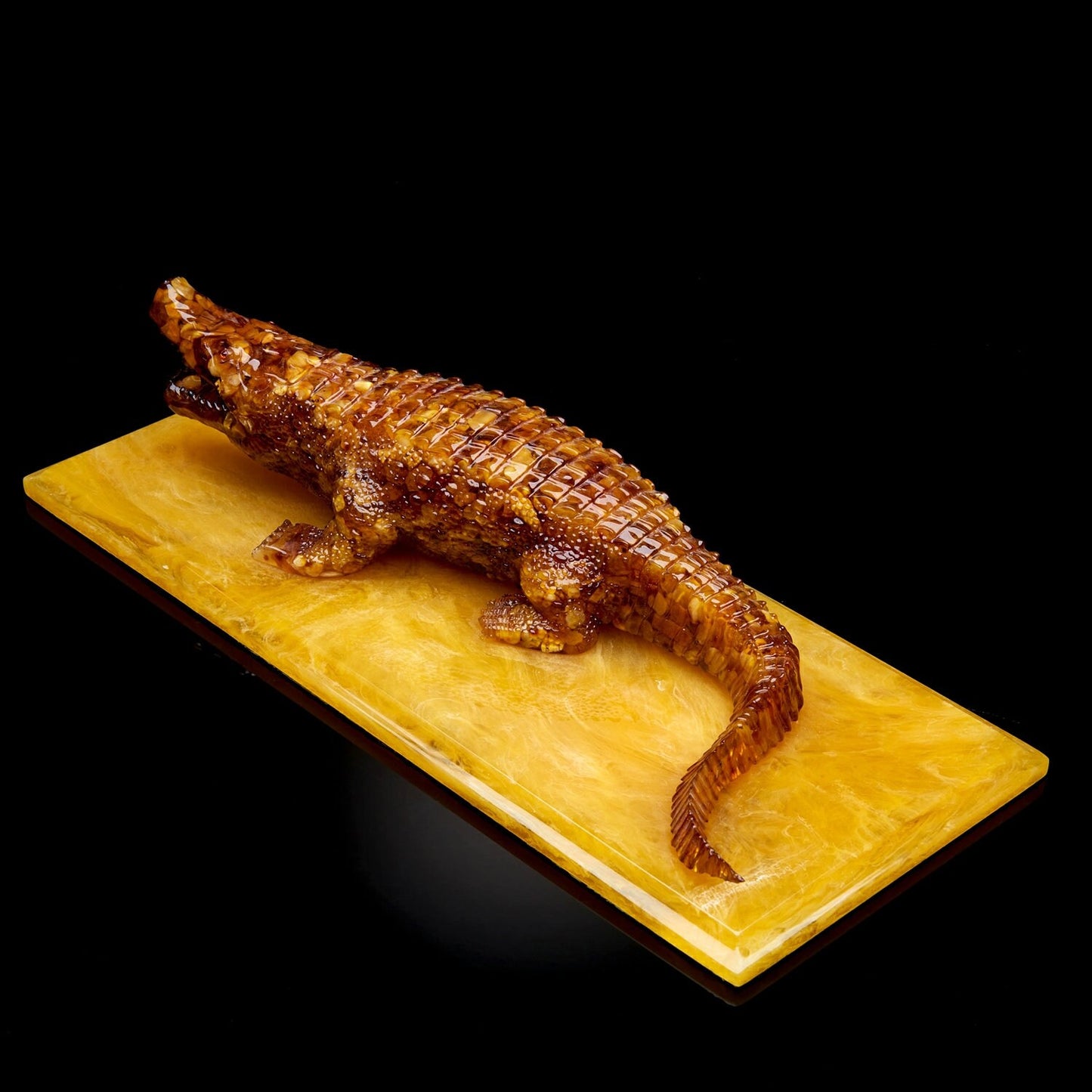 Handmade baltic amber crocodile figurine|Sculpture of amber statuette Crocodile The alligator|The symbol of the oligarch| home interior gift