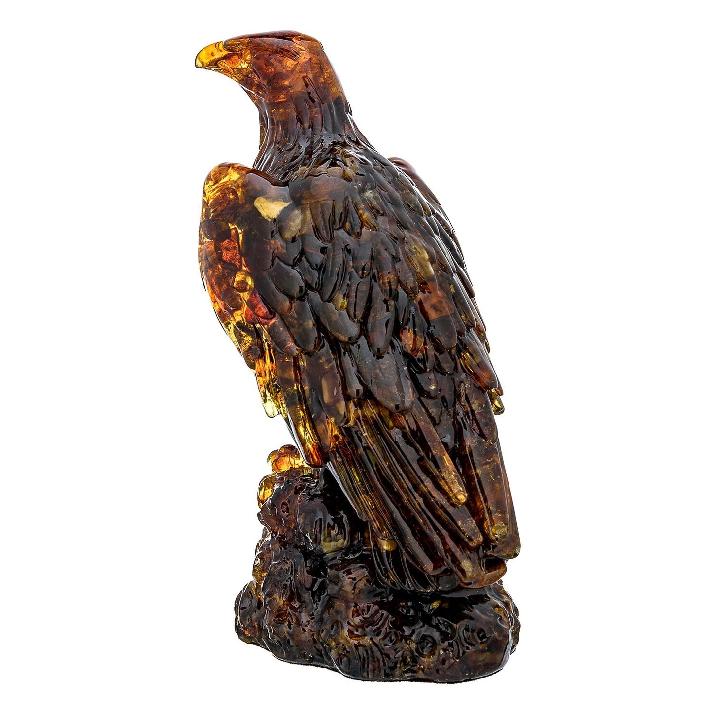 Handmade statuette Amber sculpture Eagle on stone|Amber Souvenir Gift |Amber Eagle Figurine|Luxury Amber Statue|Eagle Sculpture |Unick gift