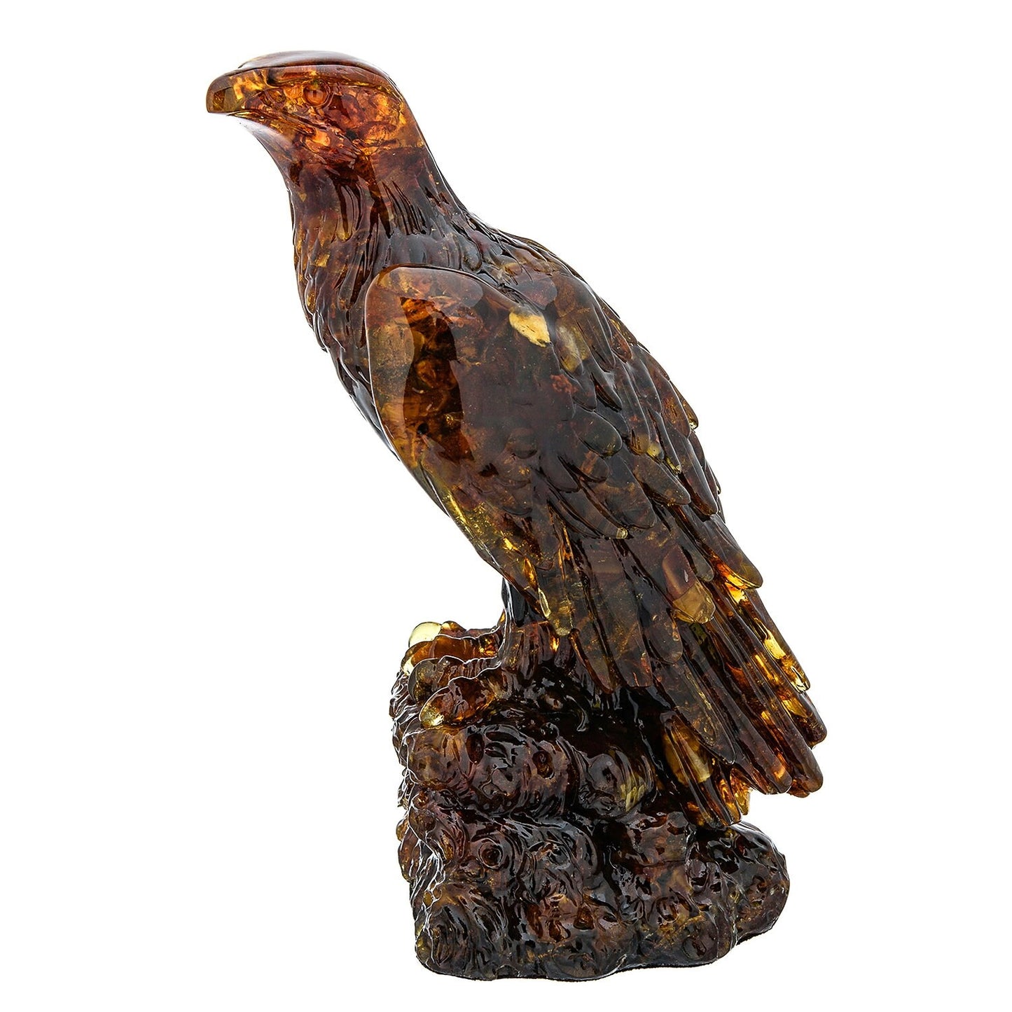 Handmade statuette Amber sculpture Eagle on stone|Amber Souvenir Gift |Amber Eagle Figurine|Luxury Amber Statue|Eagle Sculpture |Unick gift