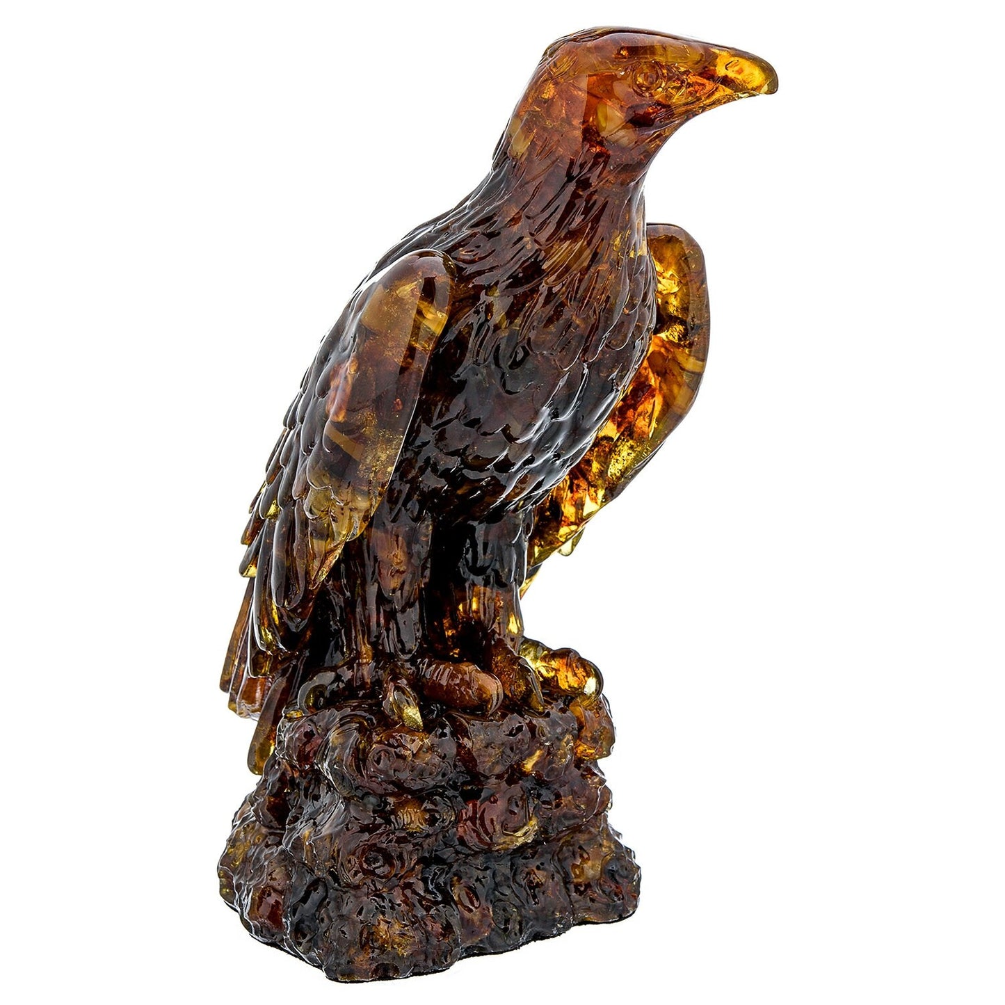 Handmade statuette Amber sculpture Eagle on stone|Amber Souvenir Gift |Amber Eagle Figurine|Luxury Amber Statue|Eagle Sculpture |Unick gift